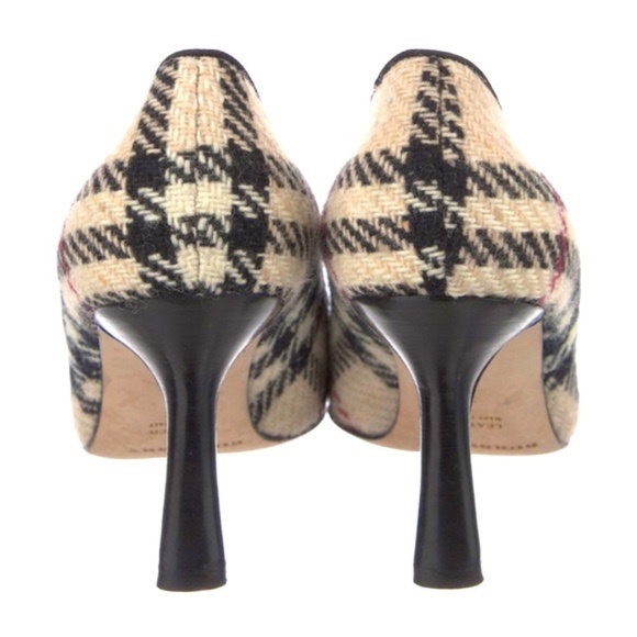 Burberry London Tweed Plaid Print Pumps - Picture 4 of 6
